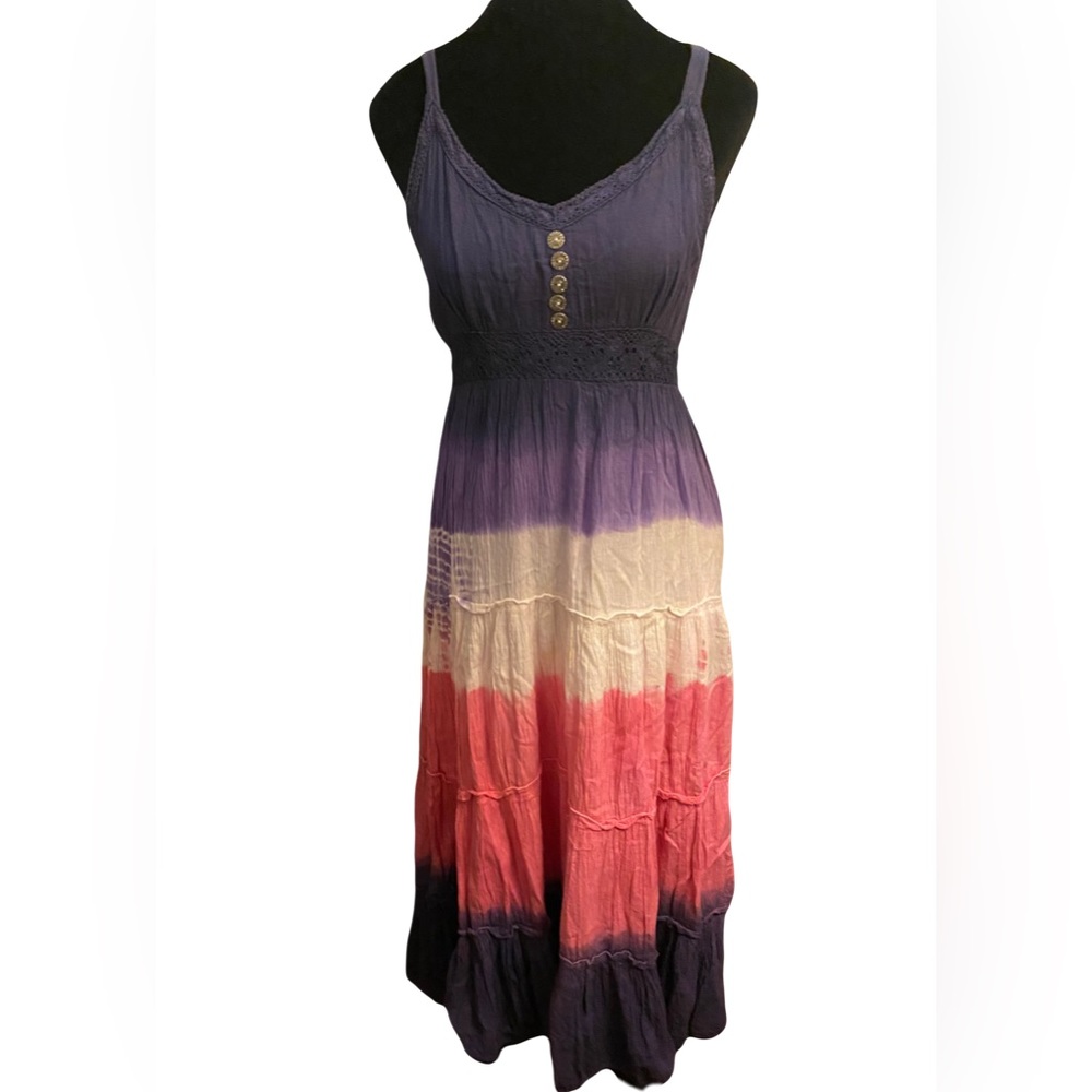 Beautiful Pink, Purple, & White Bohemian / Hippie Maxi Dress.